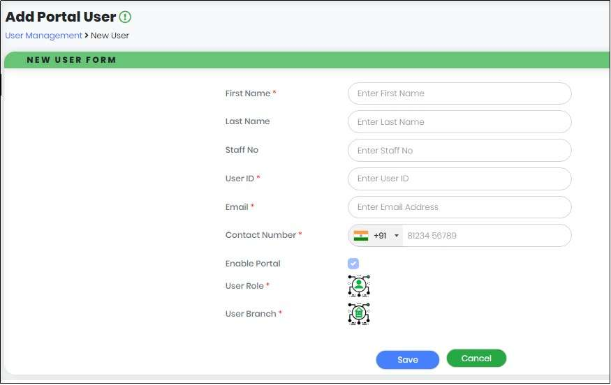 Add Portal User form - CyLock